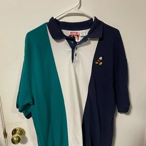 Disney Mickey Mouse polo teal/blue colorblock L